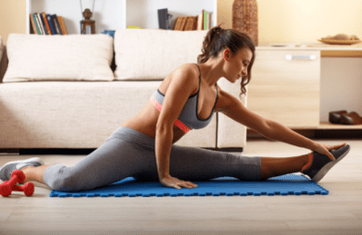 Girl playing sports at home